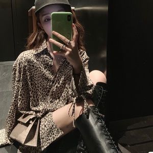 Oversized leopard print shirt